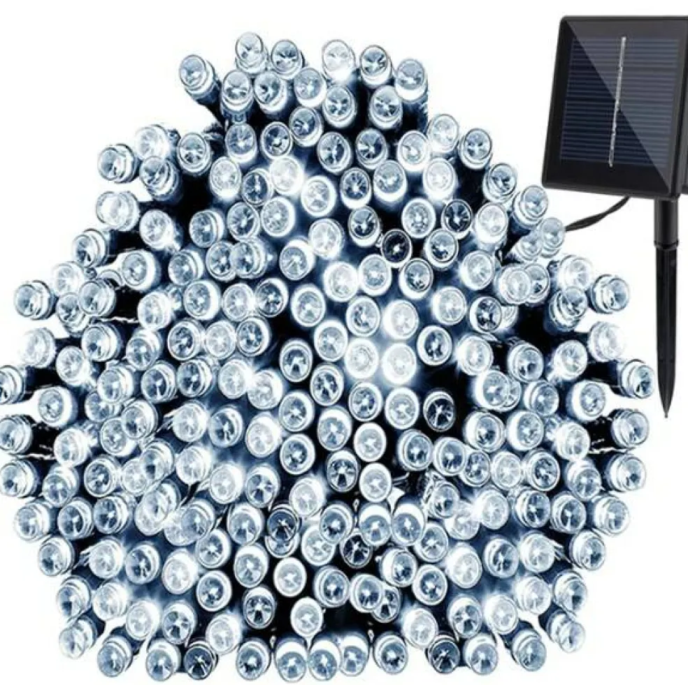 100 LED Solar String Lights with Green Wire for Outdoor Garden Decoration
