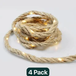 30 LED Warm White Rope String Lights Battery Operated 8.2ft