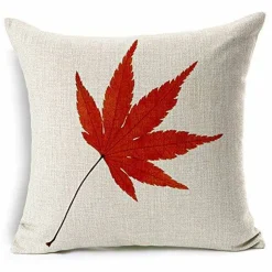 LEIOH Fall Decor Cotton Linen Leaves,Maple Leaf Autumn Decorations Cushion Covers 18 x 18 Inch Sofa Home Decor Throw Pillow Case for Bed Pillow Covers Set of 4
