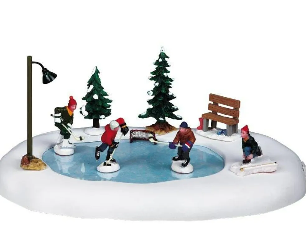 Lemax After School Hockey Match Animated Table Accent Battery Operated #94017