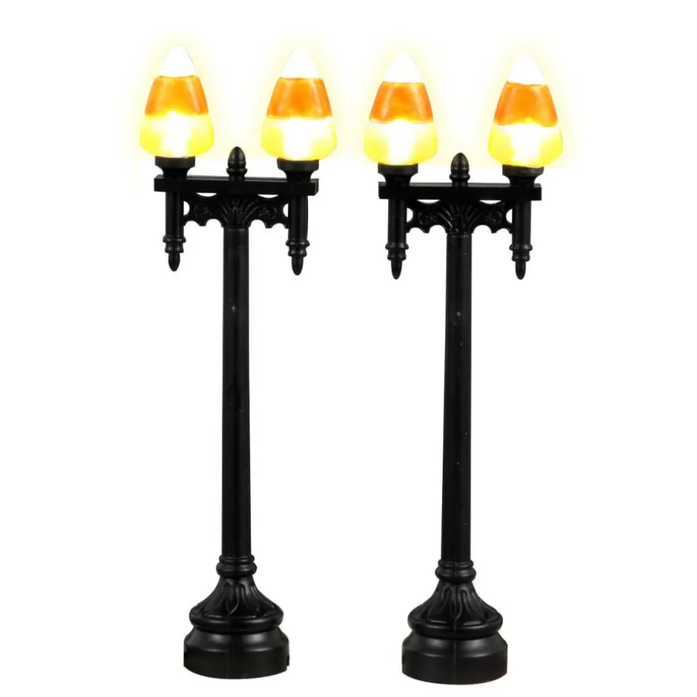 Lemax Candy Corn Street Light Accessories Set of 2 Battery Operated #34071