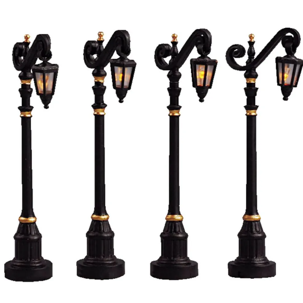Lemax Colonial Street Lamp Lighted Accessory Set of 4 #54313