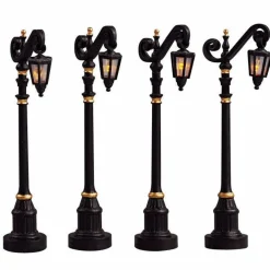 Lemax Colonial Street Lamp Lighted Accessory Set of 4 #54313