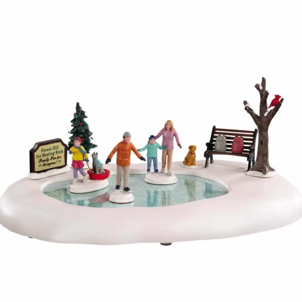 Lemax Family Skating Day Table Accent Animated Battery Operated #04715