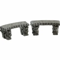 Lemax Gargoyle Stone Benches Spooky Town Village Accessory Set of 2 #84370