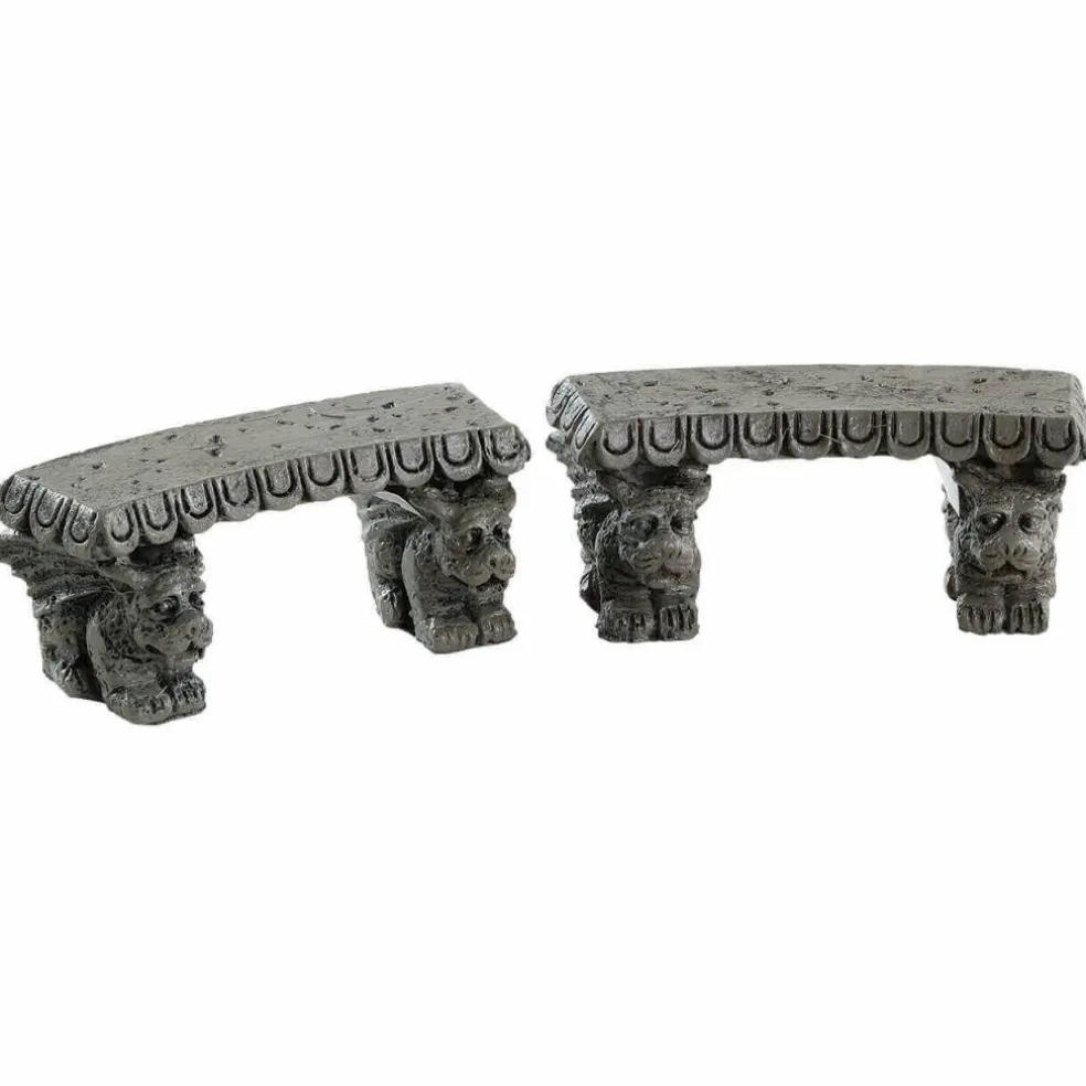 Lemax Gargoyle Stone Benches Spooky Town Village Accessory Set of 2 #84370