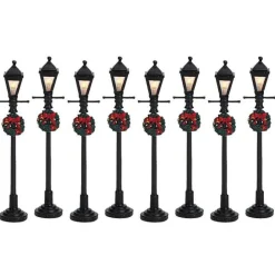 Lemax Gas Lantern Street Lamp Lighted Accessory Set of 8 #64500