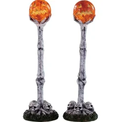 Lemax Lighted Lantern Bone Post Lighted Accessory Set of 2 #94490