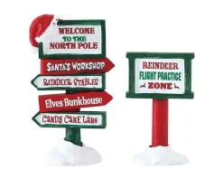 Lemax North Pole Signs Village Accessory Set of 2 #74325