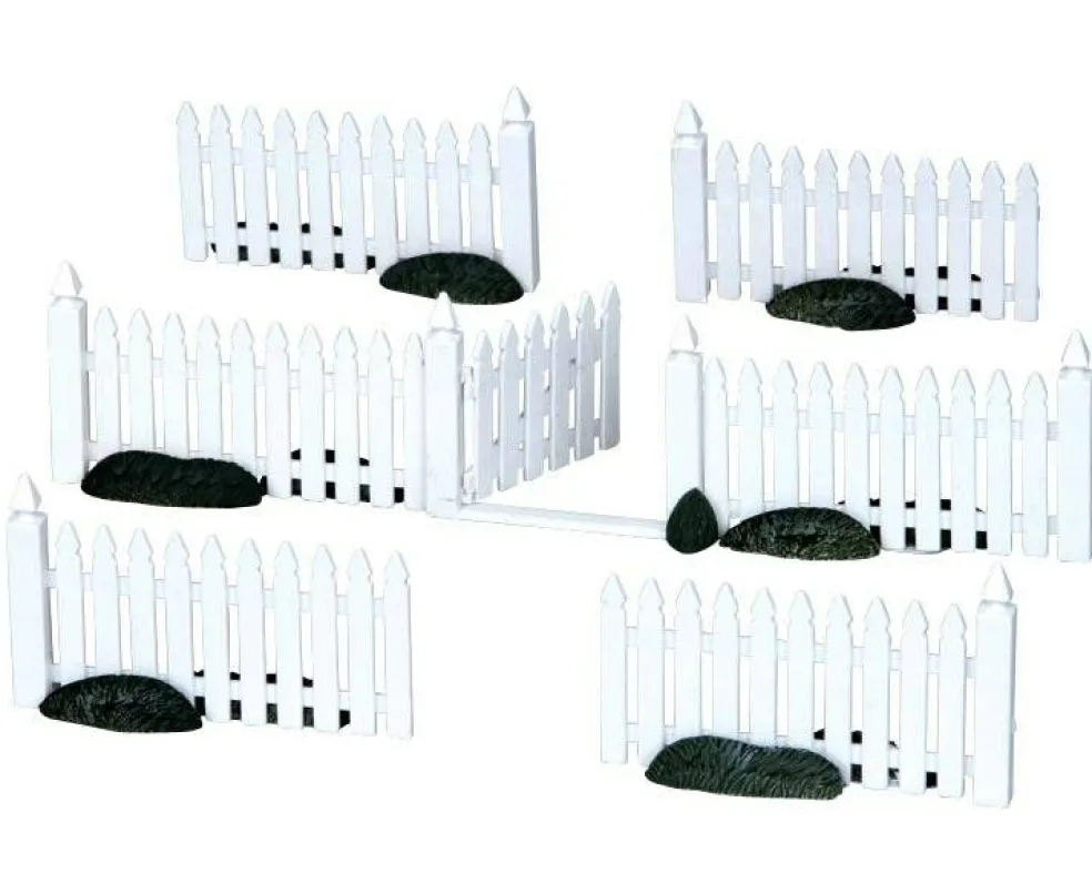 Lemax Plastic Picket Fence Accessory Set of 7 #14388