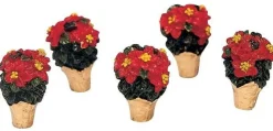 Lemax Poinsettias for Christmas Village, Set of 5