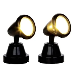 Lemax Round Spot Light Lighted Accessory Set of 2 Battery Operated #44756