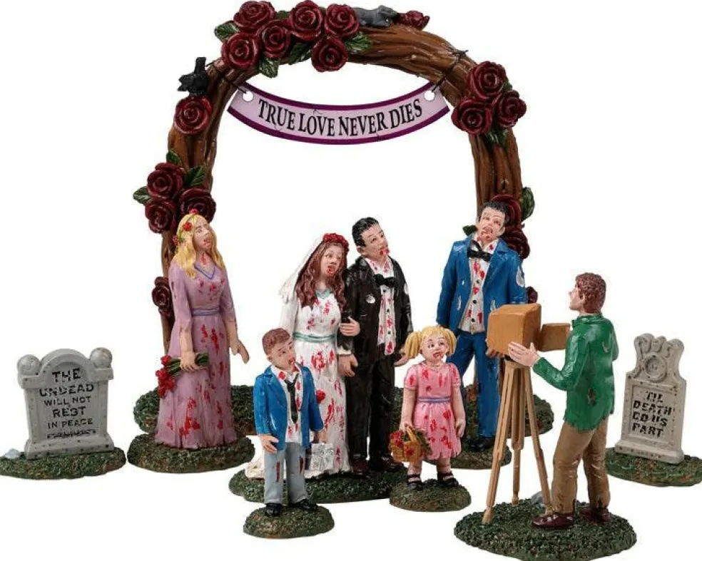 Lemax Spooky Town Zombie Wedding Party Table Accent Set of 9 #23587