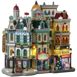 Lemax The Holly Jolly Hotel Lighted Facade Building Battery Operated 4.5V #35028