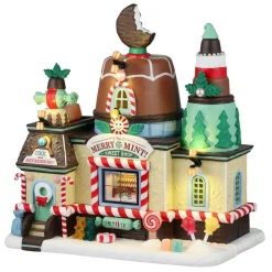 Lemax The Merry Mint! Sweet Shop Lighted Building Battery-Operated #45286