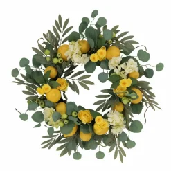 24" Lemon & Hydrangea Floral Spring Wreath