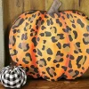 Leopard Print Pumpkin Metal Pumpkin for Wreath Making and Decorations