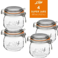 Le Parfait - Clear - Glass Versatile Preserving Jars for Storage and Canning - 4 Piece