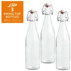 Le Parfait - Clear - Glass Versatile Bottles for Fermenting and Preserving - 3 Piece