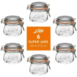 Le Parfait - Clear - Glass Versatile Preserving Jars for Canning and Storage - 6 Piece