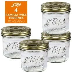 Le Parfait - Clear - Versatile Glass Preserving Jars for Home Canning and Storage - 4 Piece