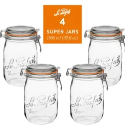 Le Parfait - Clear - Versatile Glass Preserving Jars for Storage and Canning - 4 Piece