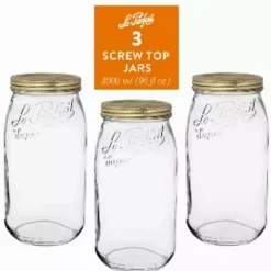 Le Parfait - Clear - Versatile Glass Preserving Jars for Storage and Decor - 3 Piece