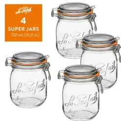 Le Parfait - Clear - Versatile Glass Preserving Jars for Food Storage and Canning - 4 Piece