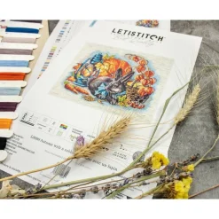 LetiStitch Autumn with a Rabbit Counted Cross Stitch Kit