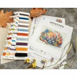 LetiStitch Autumn with a Rabbit Counted Cross Stitch Kit