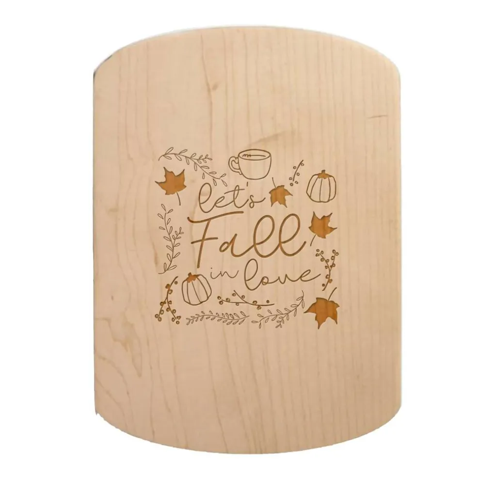 Let's Fall in Love 11" x 8" Maple Oval Cutting Board