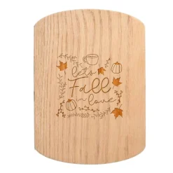 Let's Fall in Love 11" x 8" Redwood Oval Cutting Board