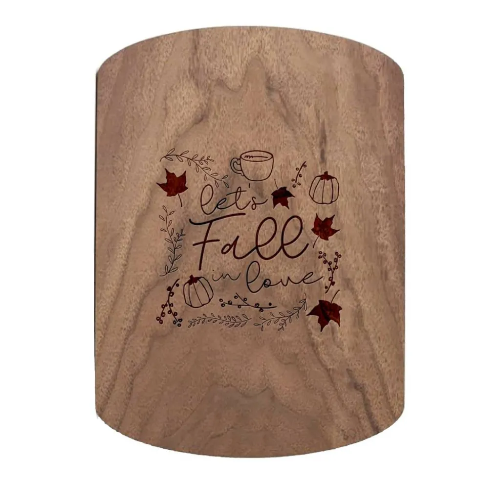 Let's Fall in Love 11" x 8" Walnut Oval Cutting Board