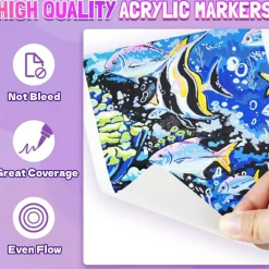 LET'S RESIN PAINT136 Colors Acrylic Paint Markers Direct Liquid,Brush Tip Acrylic Paint Pens for Coloring,Water-Based Acrylic Markers for Drawing,Painting,Canvas,Art Supplies,Craft