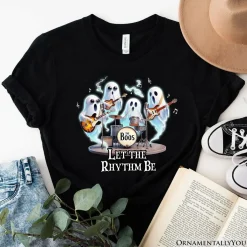 Let the Rhythm Be Ghost Band T-Shirt, Whimsical Music Tee for Guitar Rock Style People