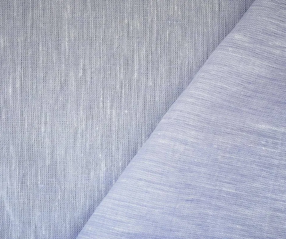 Light Blue-White Spence Bryson Texture Slub Irish Linen Woven Fabric By the Yard