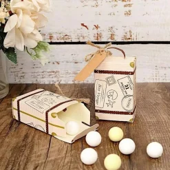 24 Light Brown Mini Suitcase Design Favor Boxes with Tags Party Events Supplies