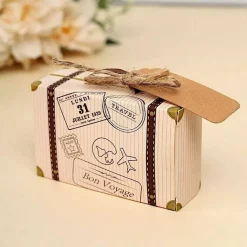 24 Light Brown Mini Suitcase Design Favor Boxes with Tags Party Events Supplies