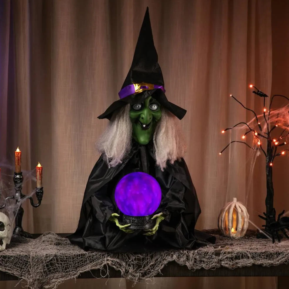 26" Lighted Fortune Telling Witch Halloween Decoration