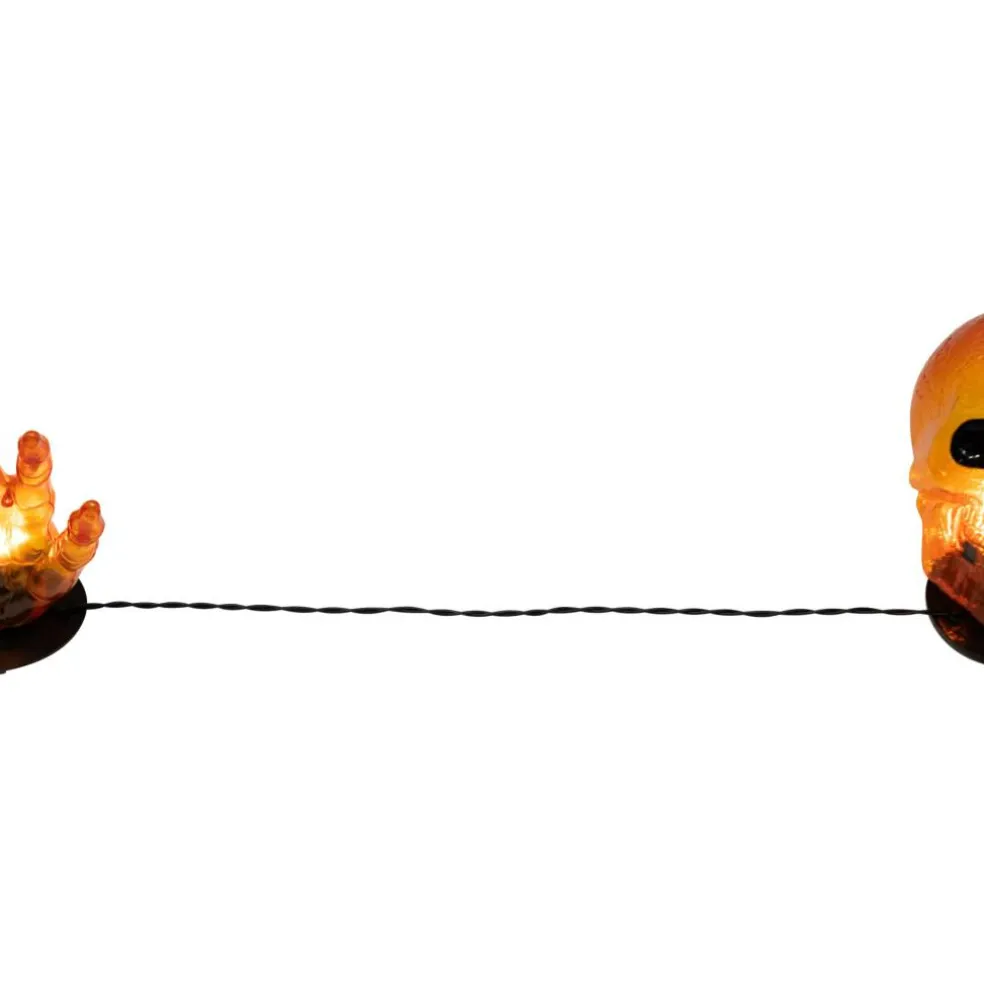 8.5" Lighted Orange Skull & Hands Outdoor Halloween Decoration