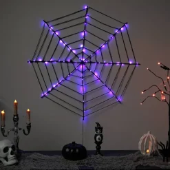 16" Lighted Purple LED Spiderweb Halloween Decoration