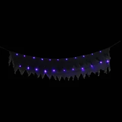 Lighted Raggedy Halloween Valance- 5.75' - Purple LED Lights