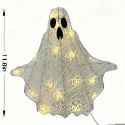 11.75" Lighted White Wire Ghost Tree Topper with Warm White LED Lights by Ashland®