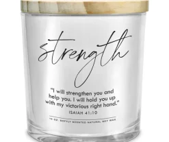 Lighthouse Christian Products Inspirational Softly Scented Jar Candle 13 Ounce Natural Soy Wax Strength