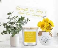 Lighthouse Christian Products Strength For Today - Psalm 23:6 - White/Yellow 4.5 Inch Glass/Soy Wax Jar Candle