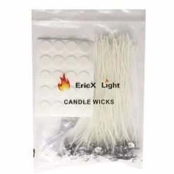 Light 8 inch Candle Wick with Candle Wick Stickers and Candle Wick Centering Device,60 pcs for Candle Making