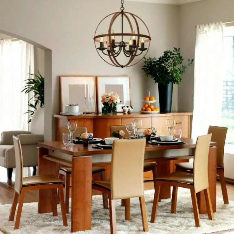 6-Light Orb Chandelier Rustic Vintage Ceiling Lamp