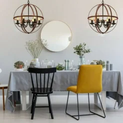 6-Light Orb Chandelier Rustic Vintage Ceiling Lamp