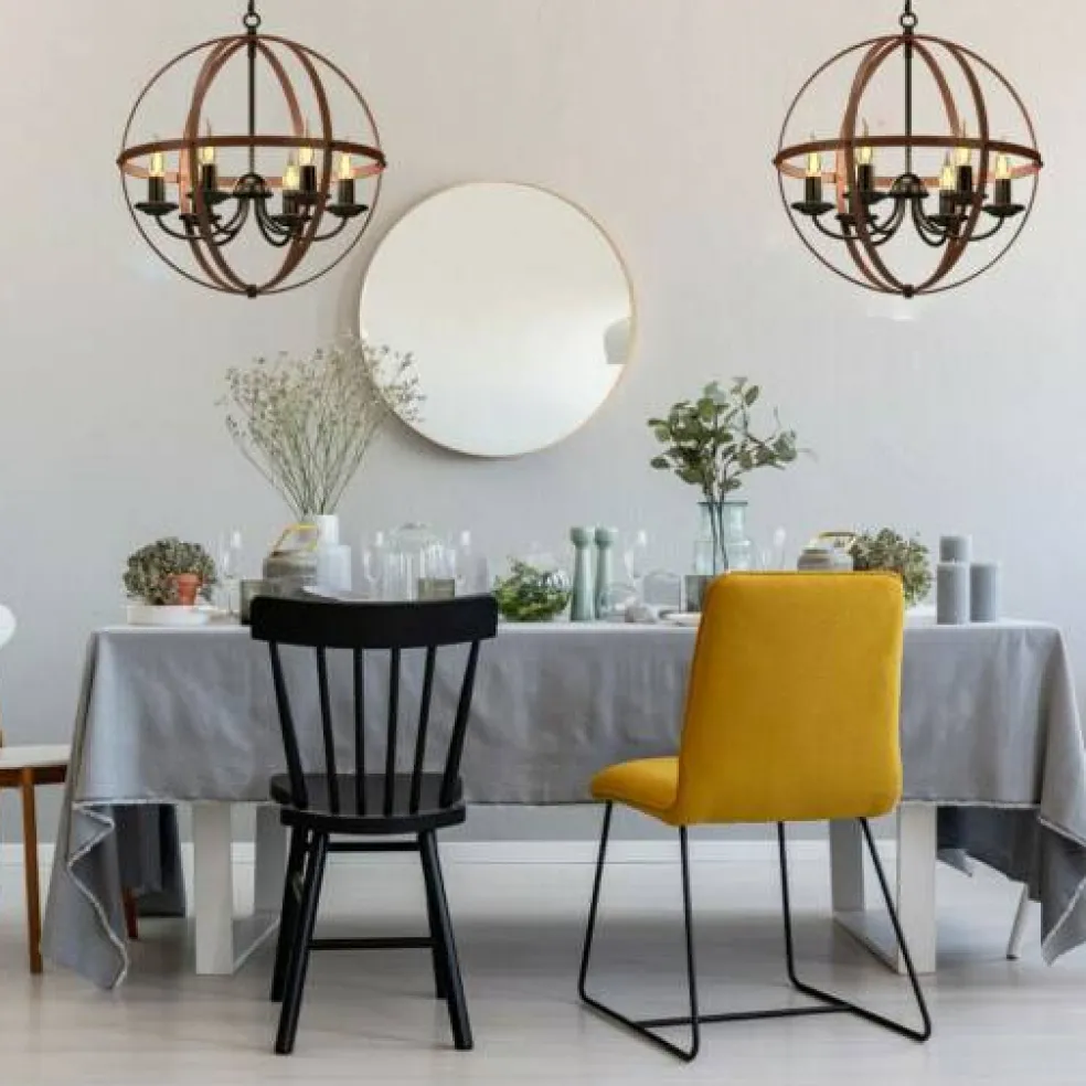 6-Light Orb Chandelier Rustic Vintage Ceiling Lamp