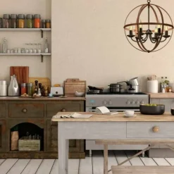 6-Light Orb Chandelier Rustic Vintage Ceiling Lamp